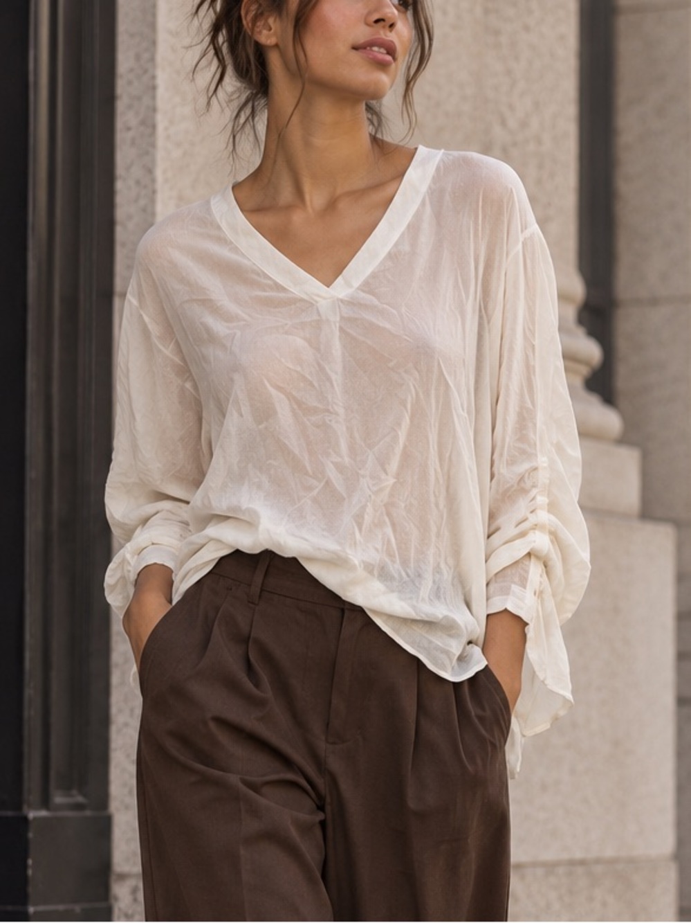 🦋MAKE OFFER🦋 Vince 100% Silk long sleeve blouse oversize top size MED